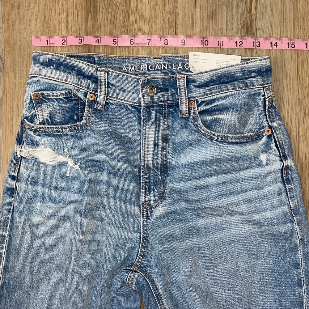 NWT STRIGID American Eagle highest rise baggy straight distressed denim jeans - Picture 11 of 14